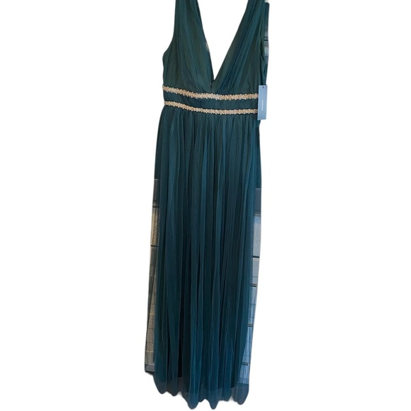 Lulus New Delightful Occasion Emerald Green Beaded Tulle Maxi Dress Gown Fall - Picture 5 of 14